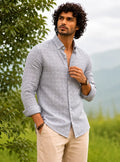 Grey Cheques Linen Shirt